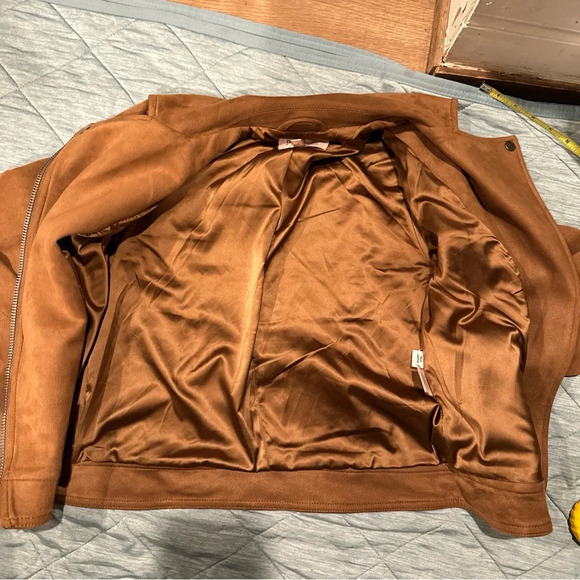 PHILOSOPHY XS WOMENS JACKET FAUX LEATHER BROWN EXCELLENT CONDITION - Picture 5 of 10